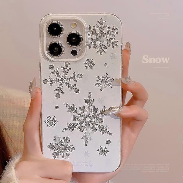 Glitter Snowflake Mönster TPU Telefonfodral för iPhone 15 Pro