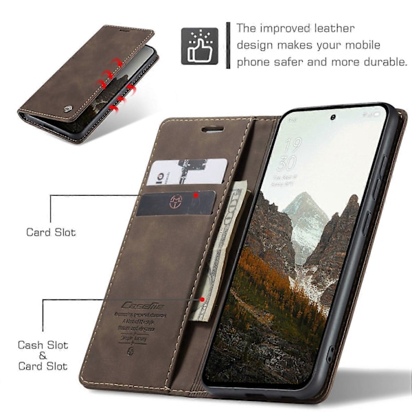 Til Oppo Reno13 5G Wallet Case CASEME 013 Series PU Læder Telefon Cover Stativ Multicolor Coffee