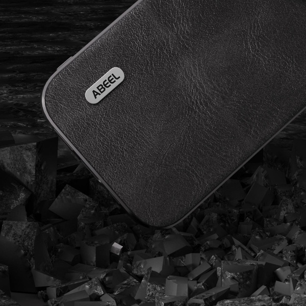 Phone case För Iphone 15 Pro, Stötsäkert Kohud Texture Pu Läderbelagd PC + TPU cover Black