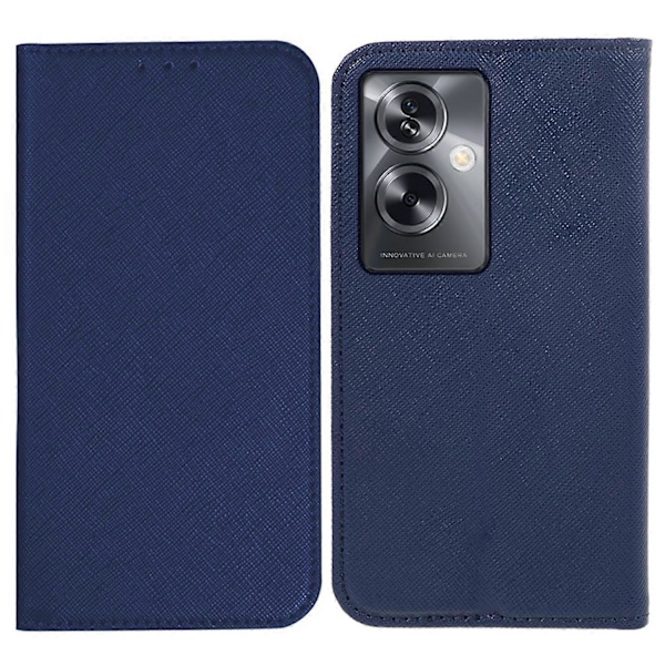 Oppo A79 5G/A2 5G -puhelinkotelolle tukiteline, magneettinen automaattisulkeutuva iskunkestävä nahkakansi Multicolor Dark Blue