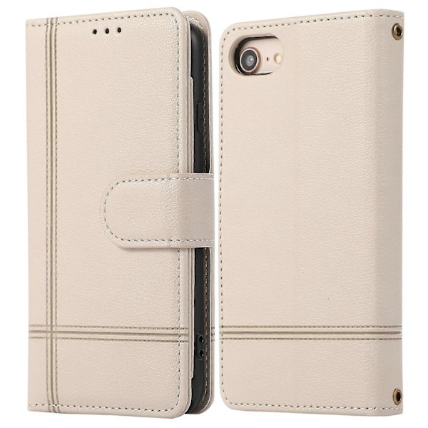 PU læder tegnebogsetui med 2 stropper til iPhone SE/SE/7/8 4,7 tommer Multicolor Beige