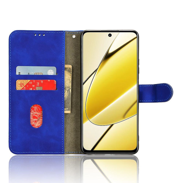 För Realme 11x 5g Skin-touch Phone case Pu Läder Full Skydd Cover Blue