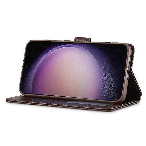 LC.IMEEKE Samsung Galaxy A56 5G -kotelo vasikannahka kuvioitu PU-nahkainen seisontatuki lompakko puhelinkotelo - harmaa Multicolor Brown