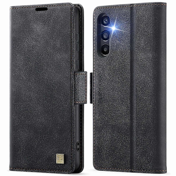 Til Samsung Galaxy A55 5G Etui AUTSPACE A11 RFID-Blokerende Retro Læder Mobiltelefonpung Cover Multicolor Black