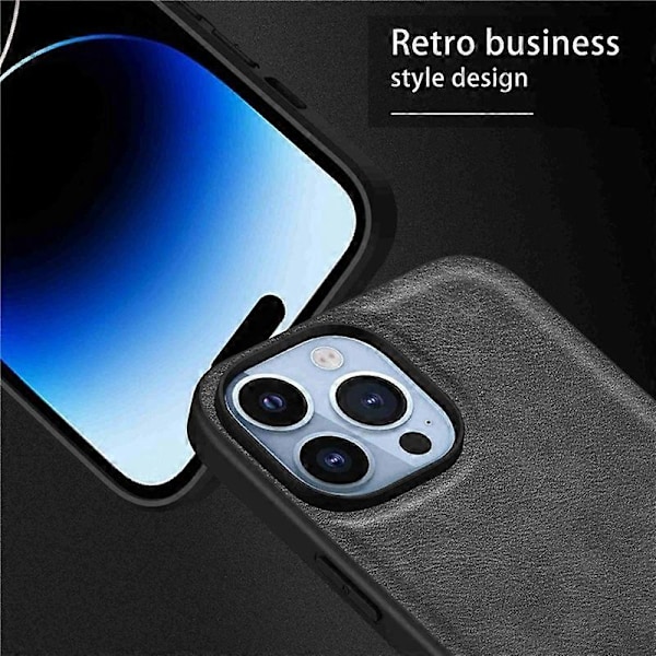 Mobilskal för iPhone 15 Pro Max Fodral PU Läderbelagd TPU+PC Smartphone Skal Multicolor Style E