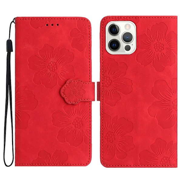 Blommig PU-läder plånboksfodral med stativ för iPhone 12 Pro Max 6,7 tum Multicolor Style D