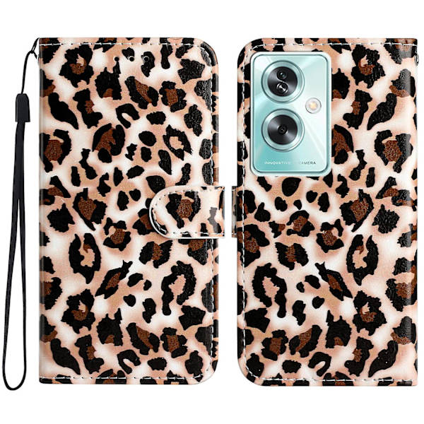 Til Oppo A79 5g / A2 5g Etui Mønsterprint Støtteben Magnetisk Lås Telefoncover Leopard Print