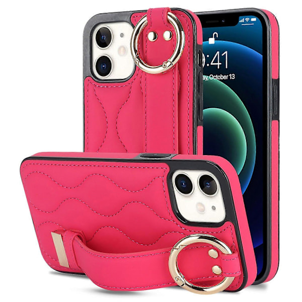 iPhone 12 mini -kotelo aaltokuviolla PU+TPU jalustalla Multicolor Rose