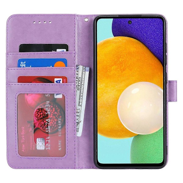 Til Samsung Galaxy A52 5G Etui PU Læder R61 Tekstur Wallet Kort Slots Telefon Cover Multicolor Style D