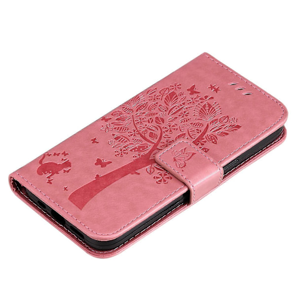 KT Imprinting Flower Series-3 Fodral för Xiaomi 14T Pro Katt Träd Mönster Flip Läder Telefonskydd Multicolor Style A