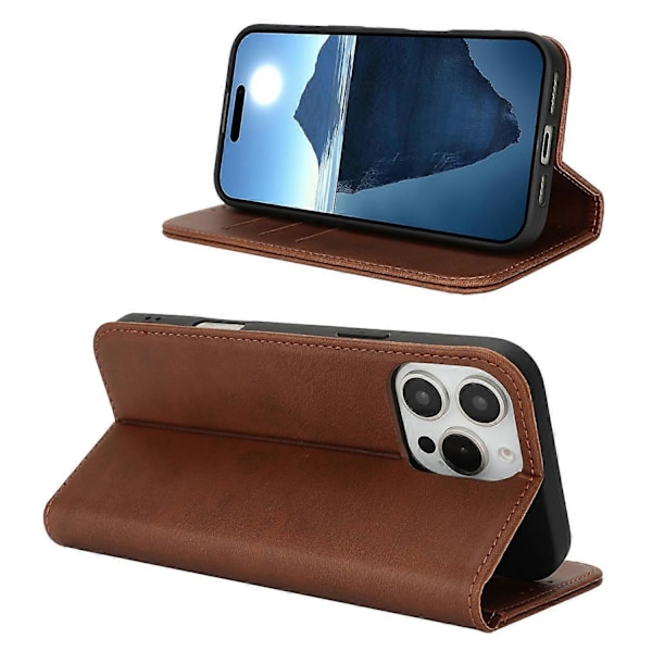 Til iPhone 16 Pro Cover PU Læder Kalvepræget Magnetisk Lukning Smartphone Cover Multicolor Style C
