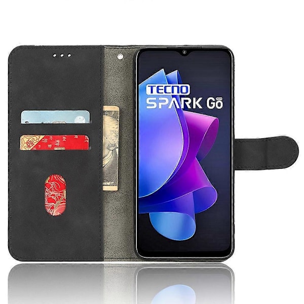 For TECNO Spark Go 2023 4G PU Lær Flip Case Hud-Berøring Stativ TPU Indre Skall Telefon Deksel