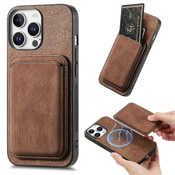 Skal för iPhone 16 Pro Max Kompatibelt med MagSafe Läder Baksida med Avtagbar Korthållare Multicolor Brown