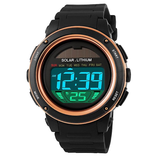 SKMEI Brand Solar Powered Digital Herr Dam Sport Military Watch 3ATM Vattentät unisex golden