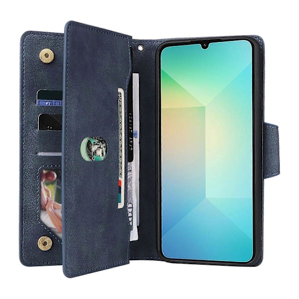 Til Samsung Galaxy A06 Etui Lynlås Pung Læder Støtteben Telefon Cover Nittedekor Multicolor Style B