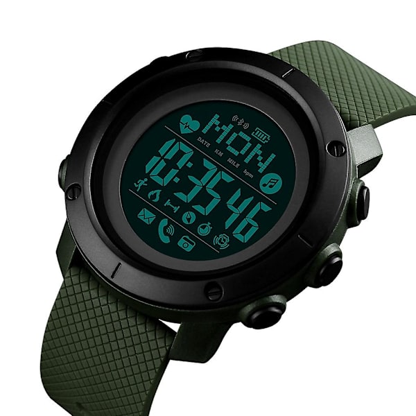 Skmei 1511 Yksinkertainen Bluetooth Miesten Älykäs Vedenpitävä Kompassi Aikuisten Älykello Rubber Shell Army Green