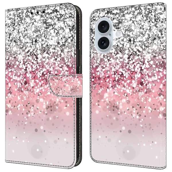 iPhone 16 Plus -lompakkokotelo magneettilukolla ja 3D-kuviollisella nahkapuhelinkuoressa Multicolor Style P