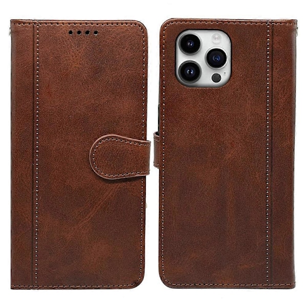 Kalveskinds tekstur læder etui med stativ i bogstil til iPhone 16 Pro Max Multicolor Style F