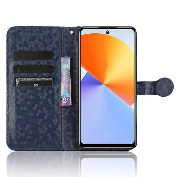 För Infinix Note 30 Vip 5g case Dot Imprinted Stand Pu- cover Dark Blue