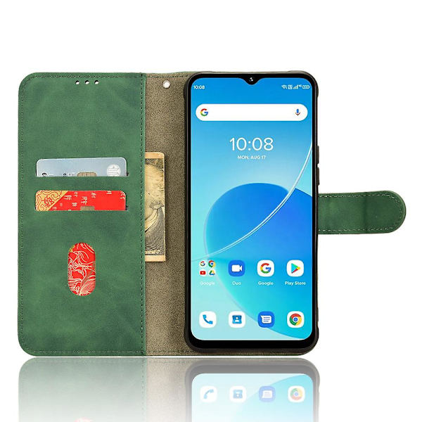För Umidigi G5 Mecha Case Pu Läder anti-scratch Telefonskydd med plånbok och stativ Green