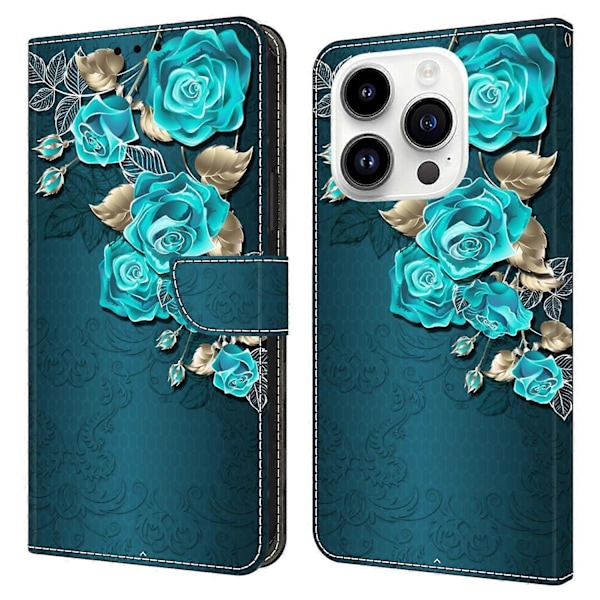 För iPhone 15 Pro Fodral 3D Mönstertryck Läder Plånboksfodral Multicolor Style F