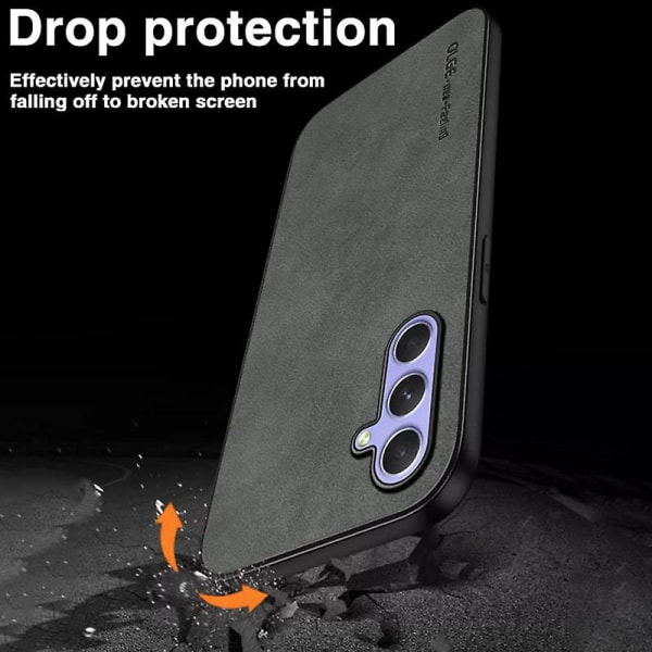 För Samsung Galaxy A54 5g Anti-halk phone case Pu Läder Soft Tpu Stötsäkert cover Black