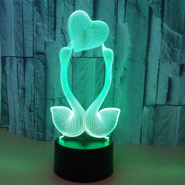 Ny Optisk Illusjon 3D Kjærlighet Svanenattlampe 16 Farger Endring Fjernkontroll Berøringsbryter Dekor LED Bordlampe Julegave Bursdagsgave