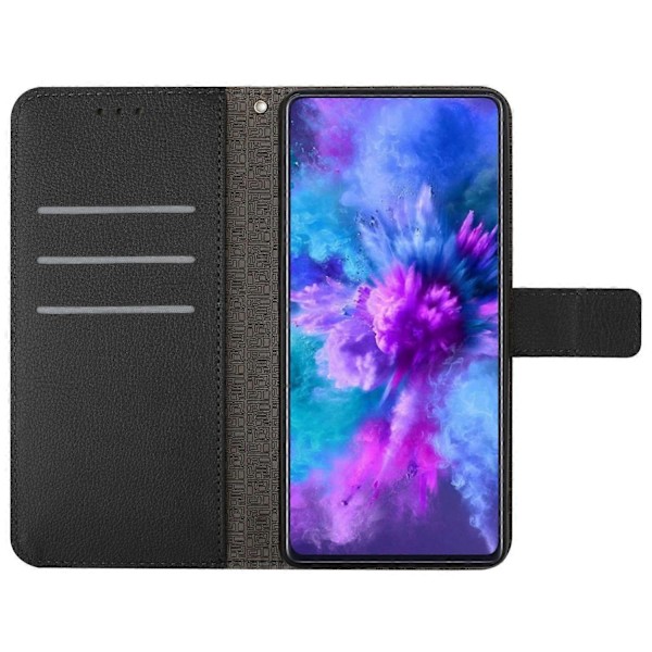 HT06 Skal för Xiaomi 14 Anti-repa Präglat PU Läder Litchi Textur Smartphone Skydd Multicolor Style A