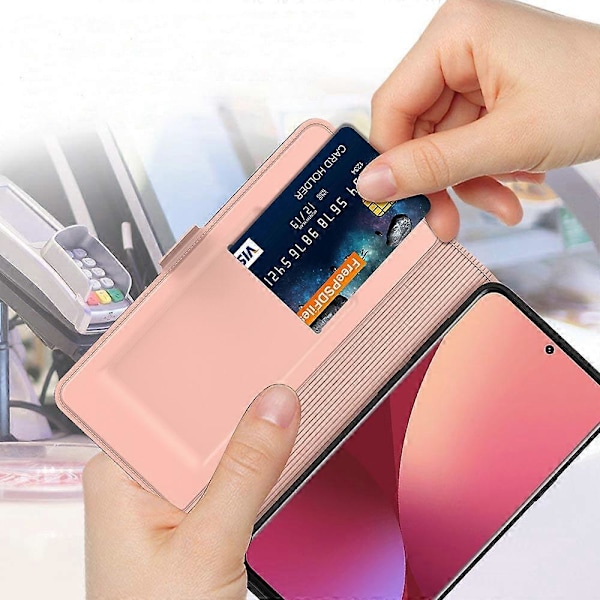Xiaomi Poco M7 Pro 5G -kotelo, iskunkestävä TPU-sisäkuori, nahkainen puhelinkotelo korttipaikalla Multicolor Rose Gold