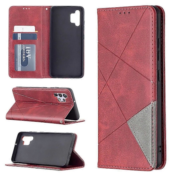 Geometrisk Mønster Læder Stand Case med Kortlommer til Samsung Galaxy A32 4G (EU Version) Multicolor Style B