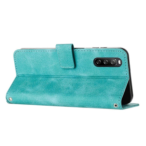 PU-nahkakotelo Sony Xperia 10 V:lle, jalustallinen lompakkokotelo kolmiopainatuksella Multicolor Style E