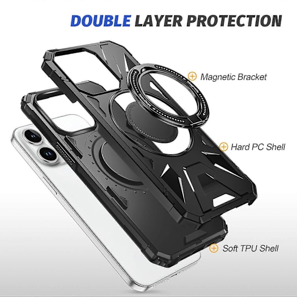 Til iPhone 12 Pro Max 6.7 tommer Cover Magnetisk Anti-fald TPU+PC Støtteben Beskyttende Bagside