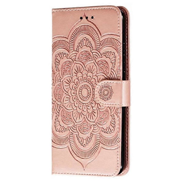 For Honor 400 Lite -kotelo PU-nahkaa Mandala-kuvioitu lompakkopuhelinkotelo Multicolor Rose Gold