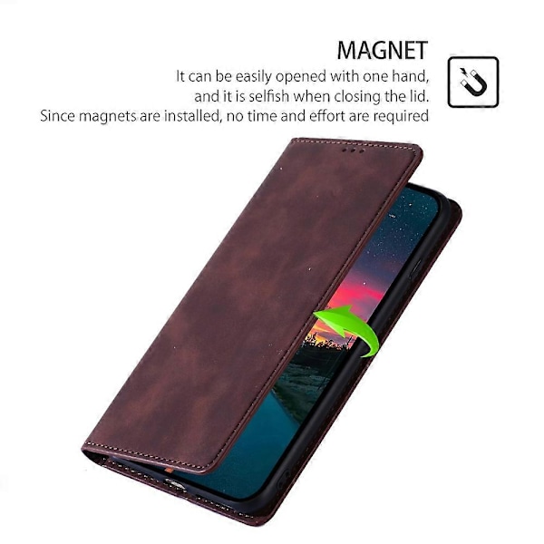 Motorola Moto G54 5G Kotelo Nahkainen Jalusta Korttipaikat Puhelinkotelo - Multicolor Dark Brown