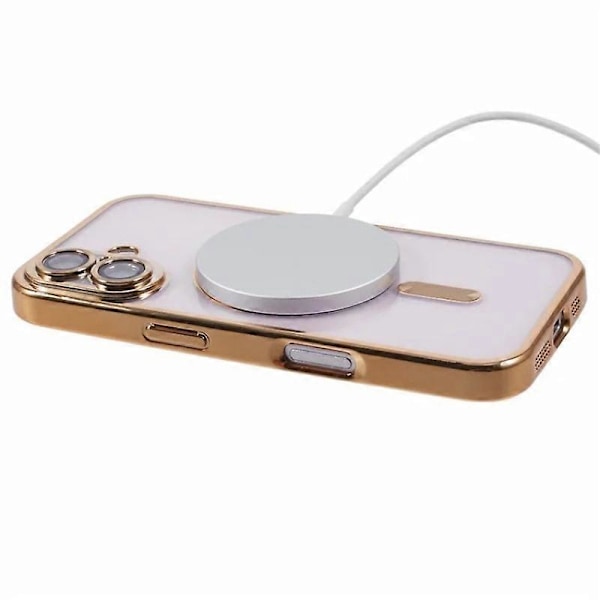 iPhone 16 Plus Magneettikotelo WANLONFENG Galvanoidulla TPU-kuorella ja linssisuojalla + 2 kpl karkaistua lasia Multicolor Gold