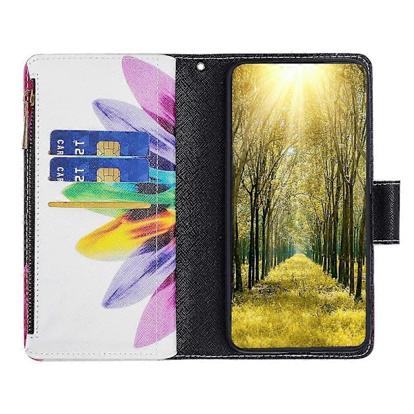 BF03 Telefon Cover til Samsung Galaxy A15 4G Etui Wallet Lynlås Læder Shell Multicolor Style C