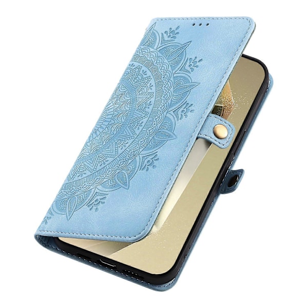 Tyyli 016 Samsung Galaxy A54 5G -kotelolle, ihomainen tuntu, toteemikuvioitu lompakkonahkainen puhelinkotelo - Musta Multicolor Lake Blue