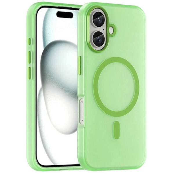 For iPhone 16 Deksel Kompatibelt med MagSafe TPU+PC Slim Matt Gjennomsiktig Telefondeksel- Multicolor Green