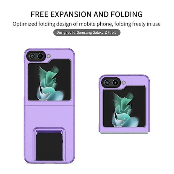 Til Samsung Galaxy Z Flip5 5G Telefon Cover Stødsikkert Hårdt PC Cover med Støttefod Multicolor Style F