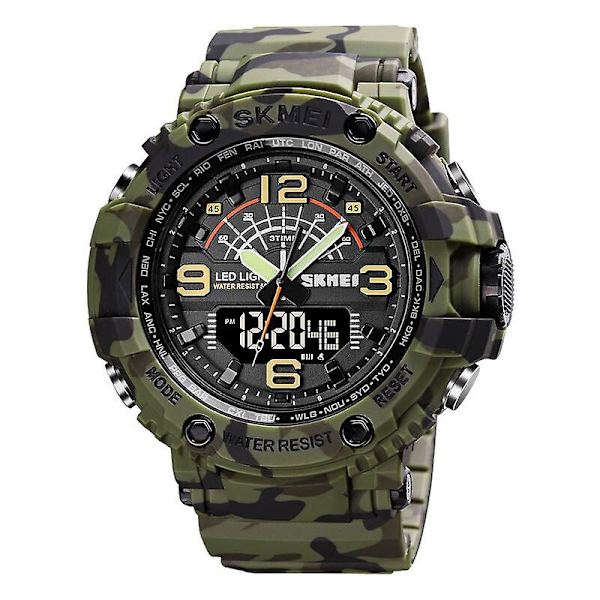 Skmei 1617 Double Nights Dial Watch, Färg: Army Green Camouflage Not Specified