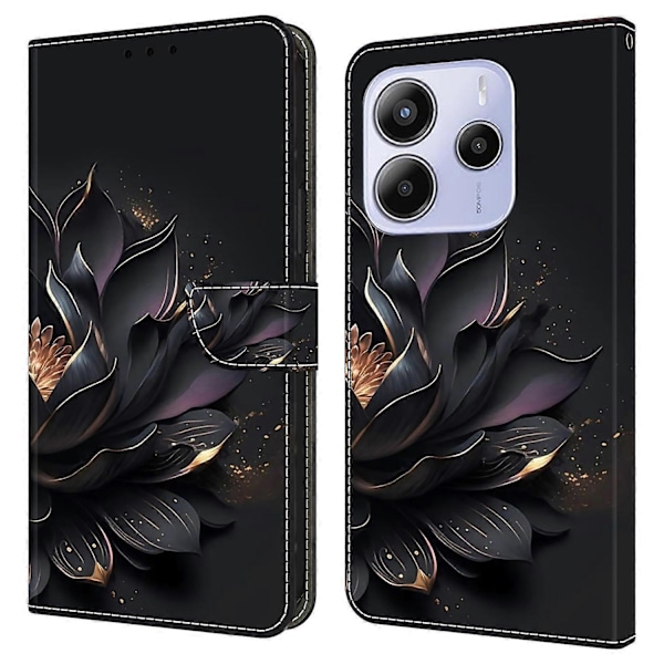 Xiaomi Redmi Note 14 5G Kotelo Magneettilukolla 3D Kuvio Nahkainen Lompakko Puhelinkotelo Multicolor Purple Lotus