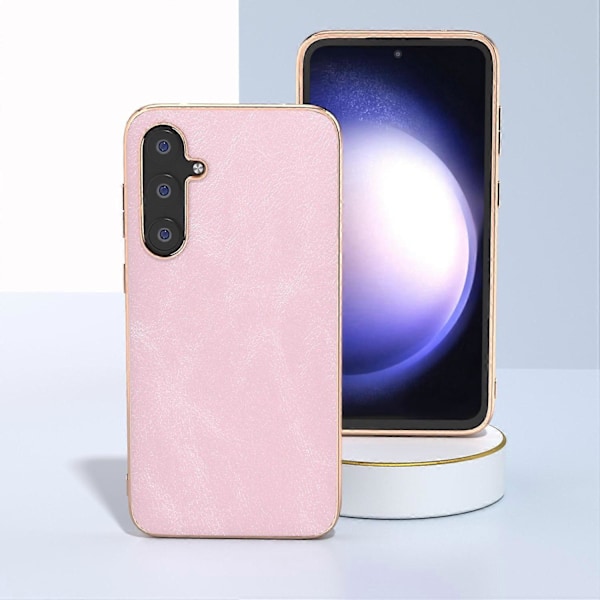 Til Samsung Galaxy S23 FE Telefoncover med tekstur af okselæder PU læderbelagt PC+TPU galvaniseret cover Multicolor Style C