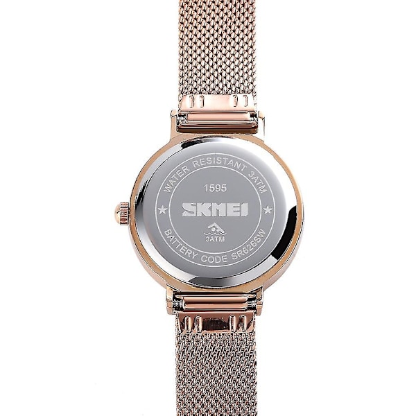 Skmei 1595 Scale Women Quartz Watch Rose Gold Blue