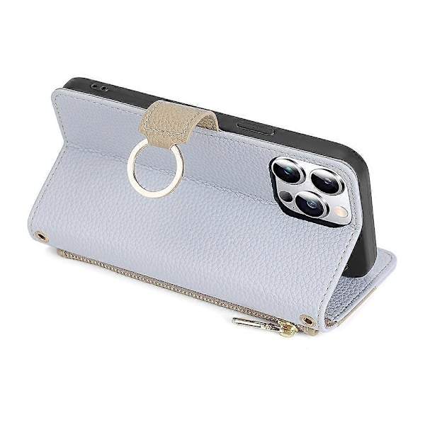 iPhone 15 Pro PU-nahkainen sormipidike puhelinkotelo lompakkoteline täysi suojaava kansi meikillä Multicolor Style D