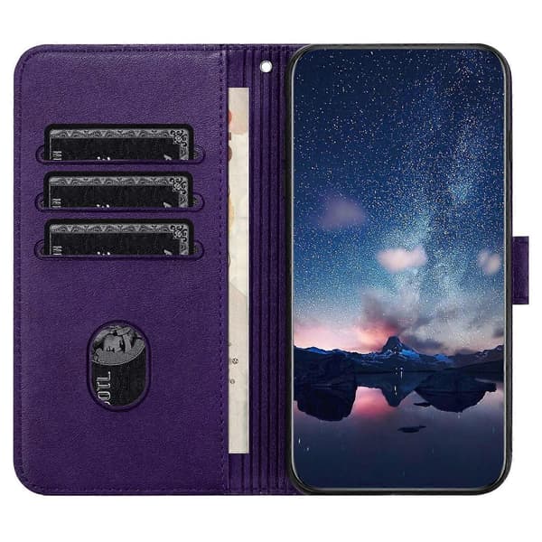 Solid farve iPhone 15 Pro Max etui med præget læder og stander Multicolor Style C