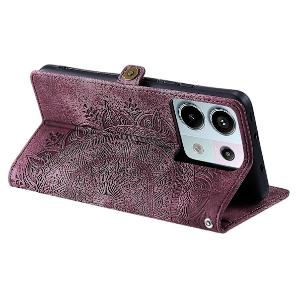 Xiaomi Poco X6 5G / Redmi Note 13 Pro 5G Kotelo Iho Tuntuu Toteemilla Painettu Lompakko Nahkainen Puhelinkotelo Multicolor Wine Red