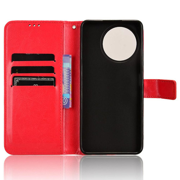 Pu case för Realme 11x 5g, plånbok Crazy Horse Texture Stand Cover Red