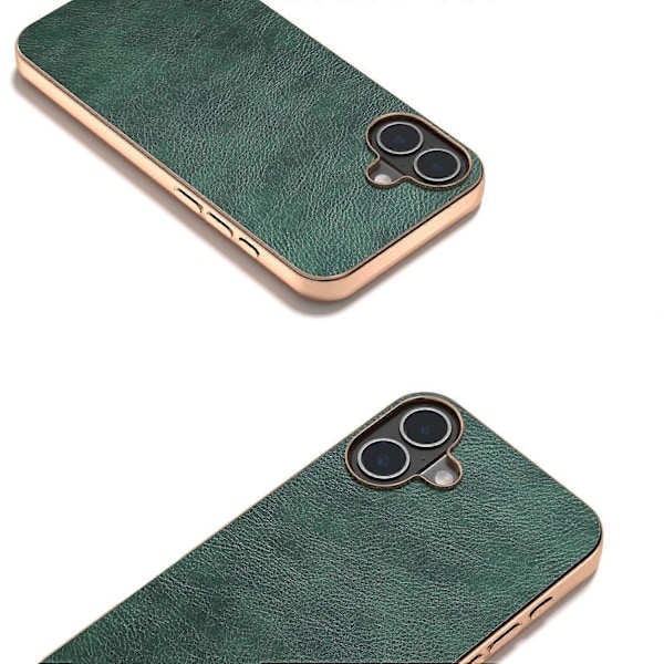 Elektroplettert telefondeksel i PU-lær + TPU med litchi-tekstur for iPhone 16 Multicolor Style C