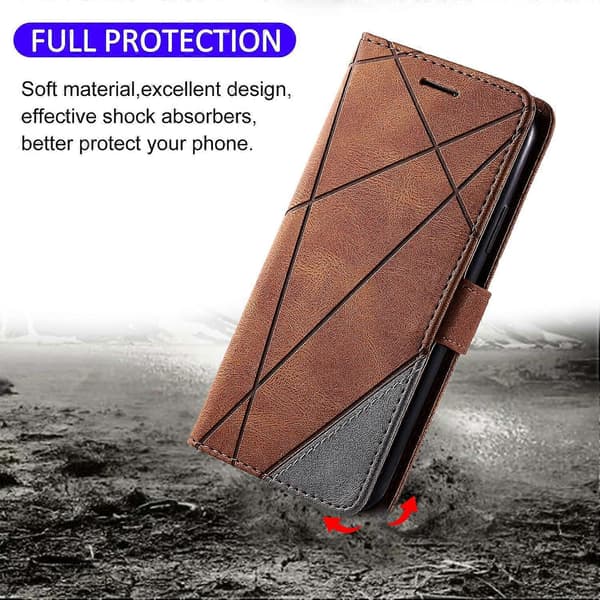 Magnetisk etui til iPhone 15 Pro med splejset design, pung og stativ Multicolor Style E