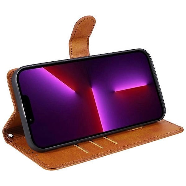 Kalvetekstur PU læder telefoncover med pung og stativ til iPhone 13 Pro Max Multicolor Style E